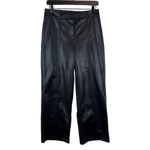7 For All Mankind (M) Faux Leather Wide Leg High Rise Trouser Pants Black 26”